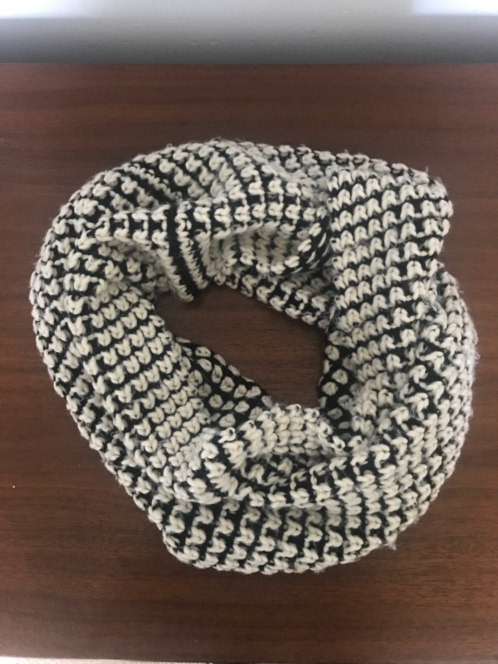 French Connection Black and White Infinity Scarf